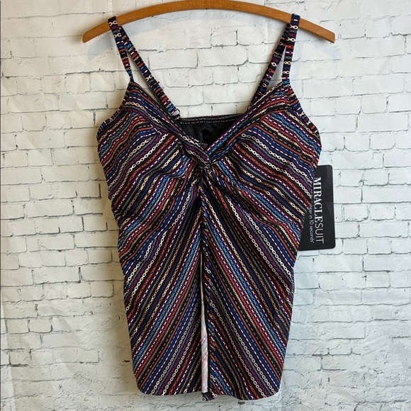 Miraclesuit NWT 6552447 Shimmer Links Love Knot Underwire Tankini Top 16 Vacay - Picture 6 of 16